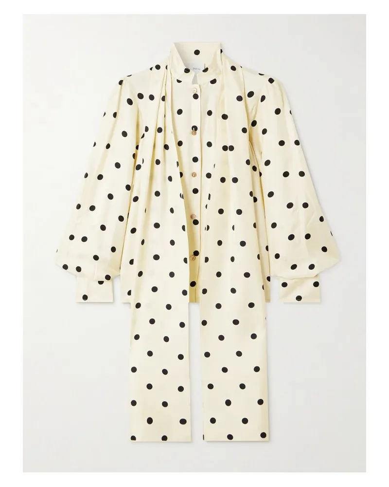 Patou Schluppenbluse Aus Seiden-twill Mit Polka-dots - Creme Creme