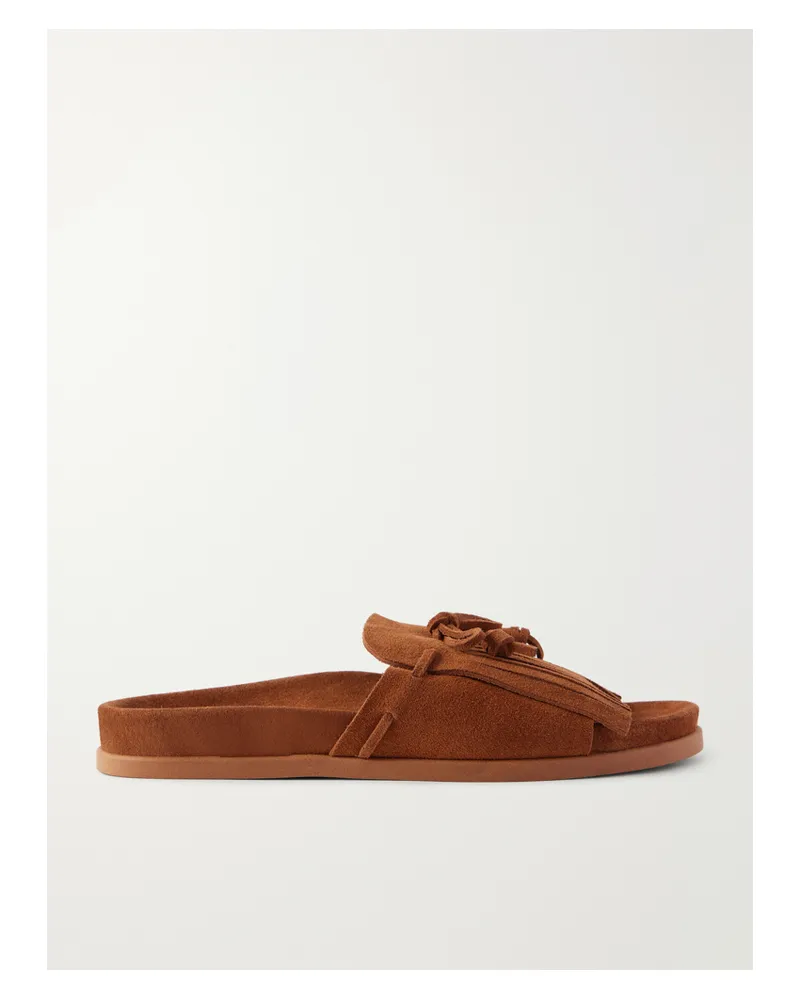 Ancient Greek Sandals Amfiliki Suede Slide On - Brown Brown