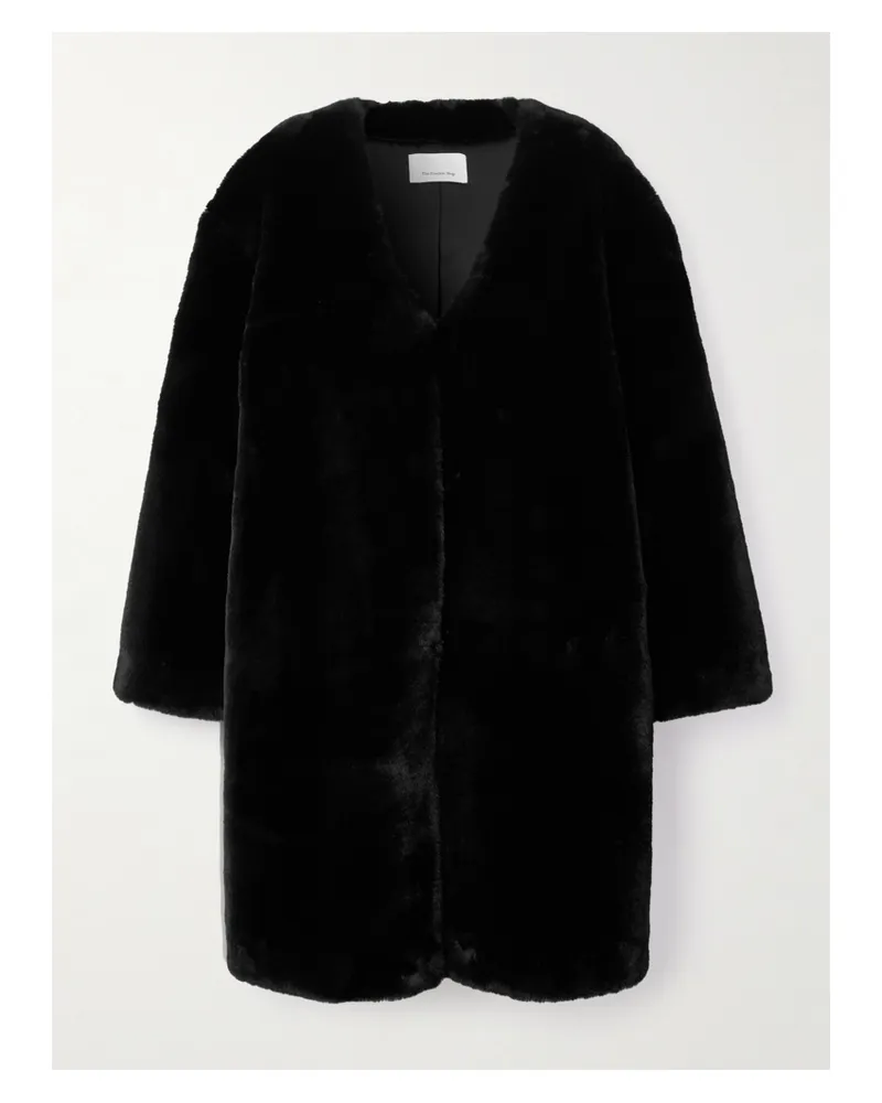 FRANKIE Shop Matera Oversized-mantel Aus Plüschmaterial - Schwarz Schwarz