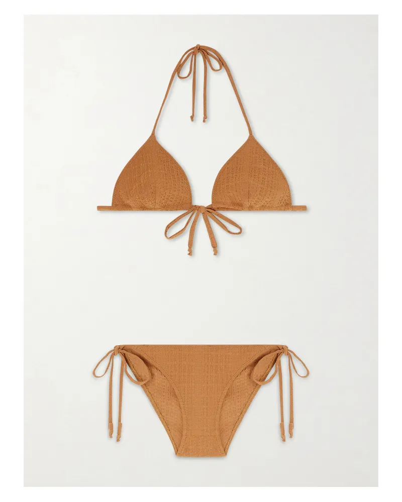 Lisa Marie Fernandez Seersucker Triangle Bikini - Brown Brown