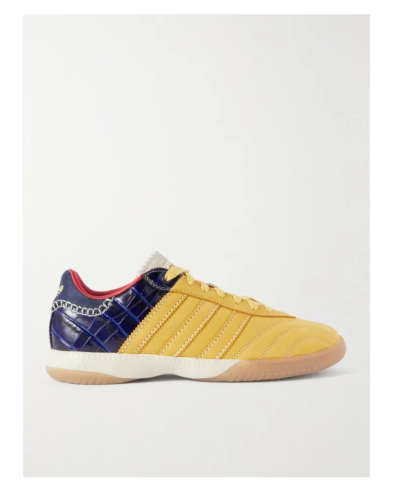 adidas Wales Bonner Samba Millennium Sneakers Aus Leder Mit Krokodileffekt Und Veloursleder In Patchwork-optik - Gelb Gelb
