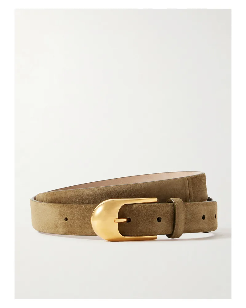 KHAITE Dome Suede Belt - Neutrals Neutrals