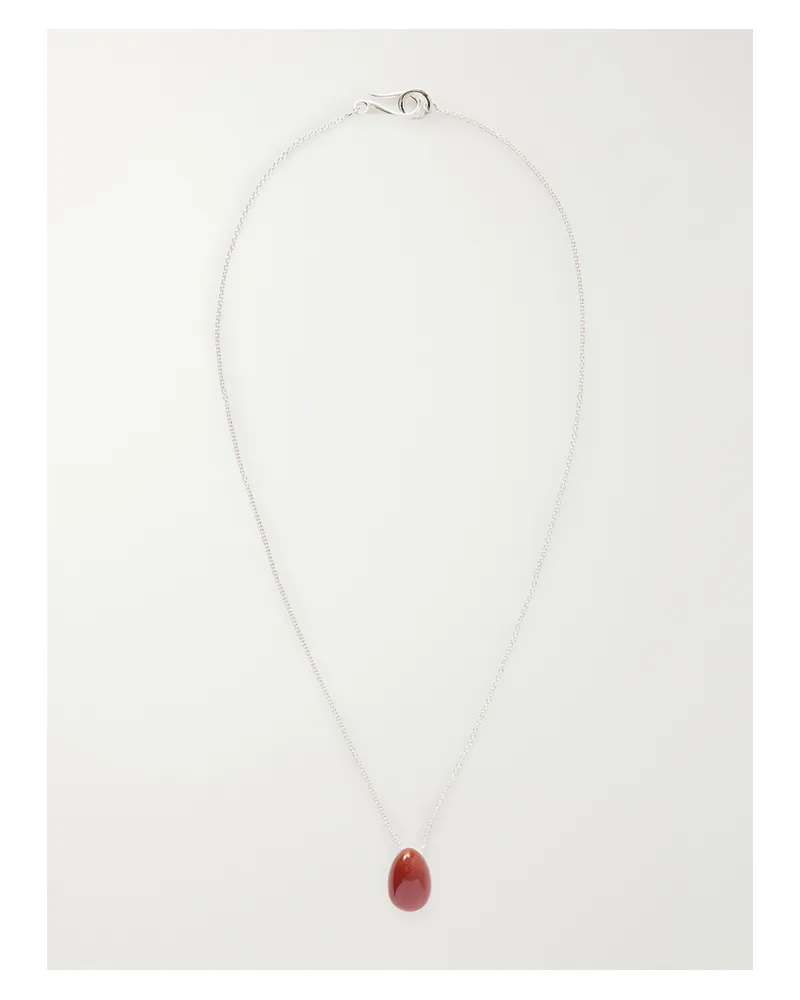 Sophie Buhai Tiny Egg Silver And Carnelian Pendant - Red Red