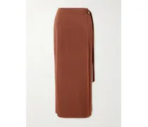 Pevera Midi-wickelrock Aus Stretch-jersey - Braun
