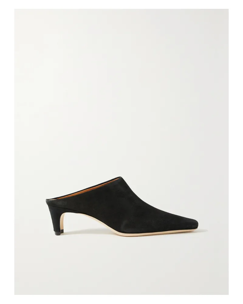 STAUD Wally Mules Aus Veloursleder - Schwarz Schwarz