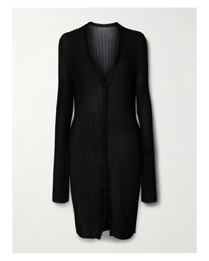 KHAITE Ramon Ribbed-knit Cardigan - Black Black