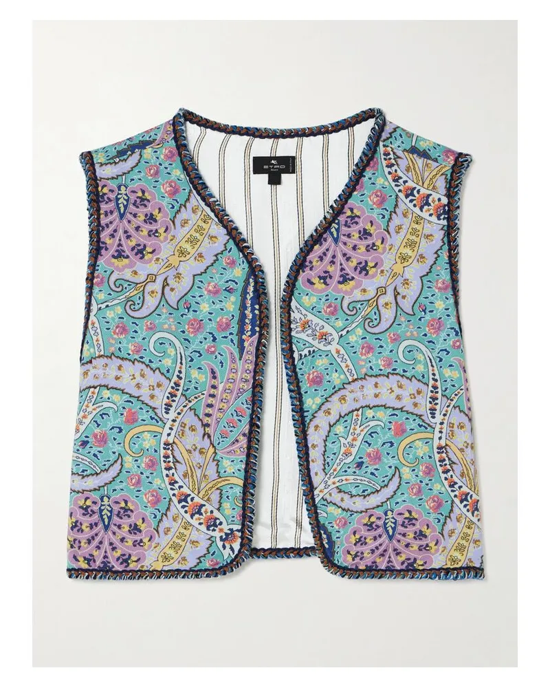 Etro Verkürzte Weste Aus Denim Mit Stickereien - Blau Blau