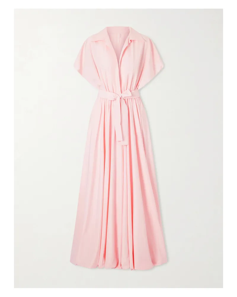 Norma Kamali Tie-detailed Woven Gown - Pink Pink