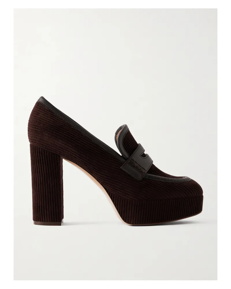 Gianvito Rossi Deauville 70 Plateaupumps Aus Cord Mit Lederbesatz - Braun Braun