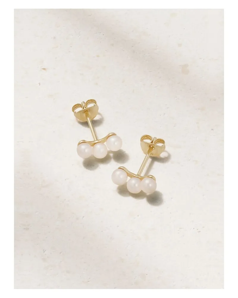 MATEO Trio Ohrstecker Aus 14 Karat Gold Mit Perlen Gold