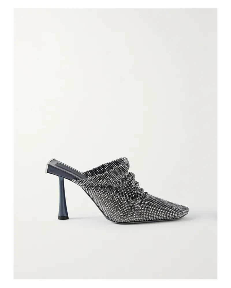 Benedetta Bruzziches Goliarda Mules Aus Metallic-mesh Mit Kristallen - Grau Grau