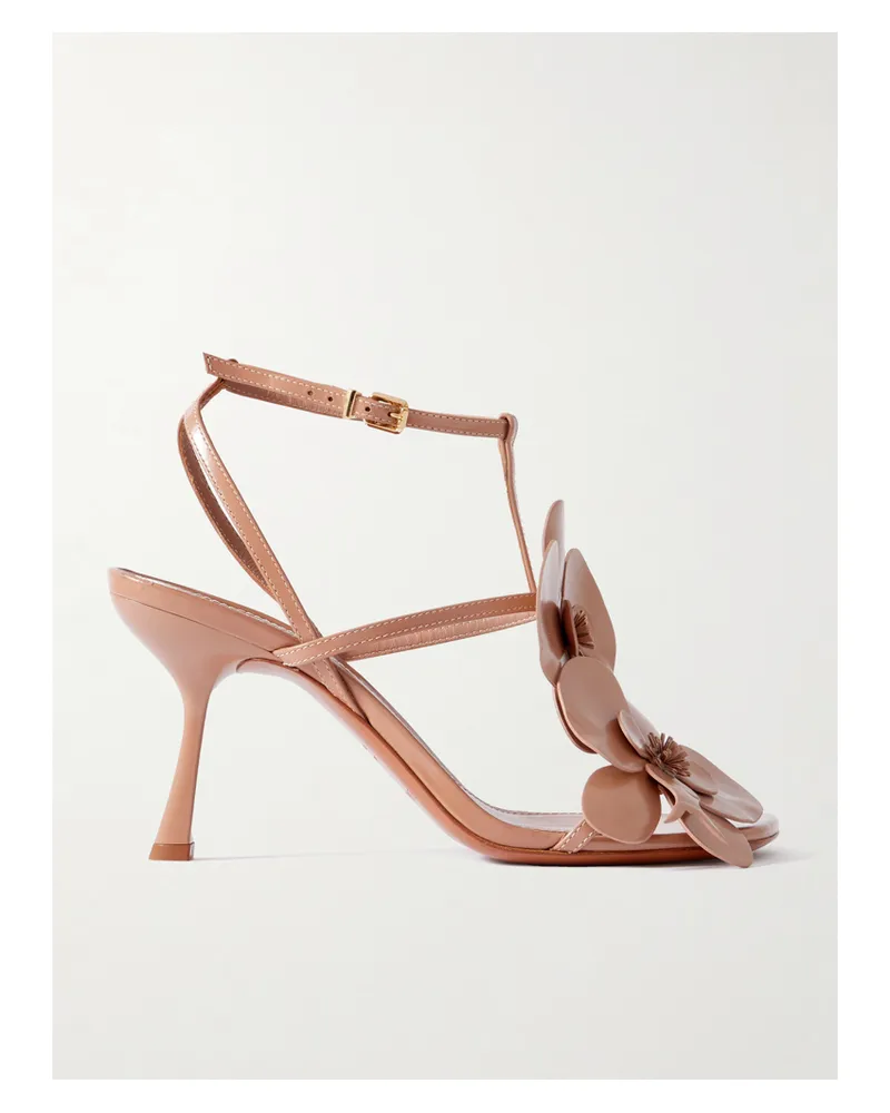 Zimmermann Orchid Appliquéd Glossed-leather Sandals - Neutrals Neutrals