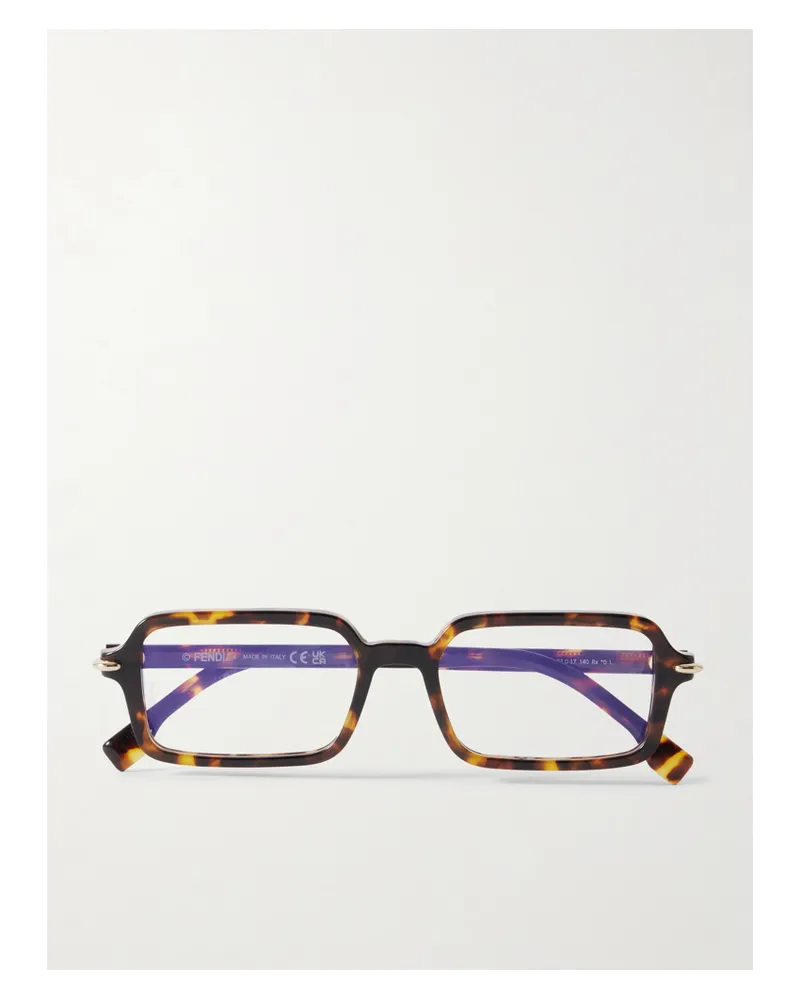 Fendi Selleria Brille Mit Rechteckigem Rahmen Aus Azetat In Hornoptik Horn