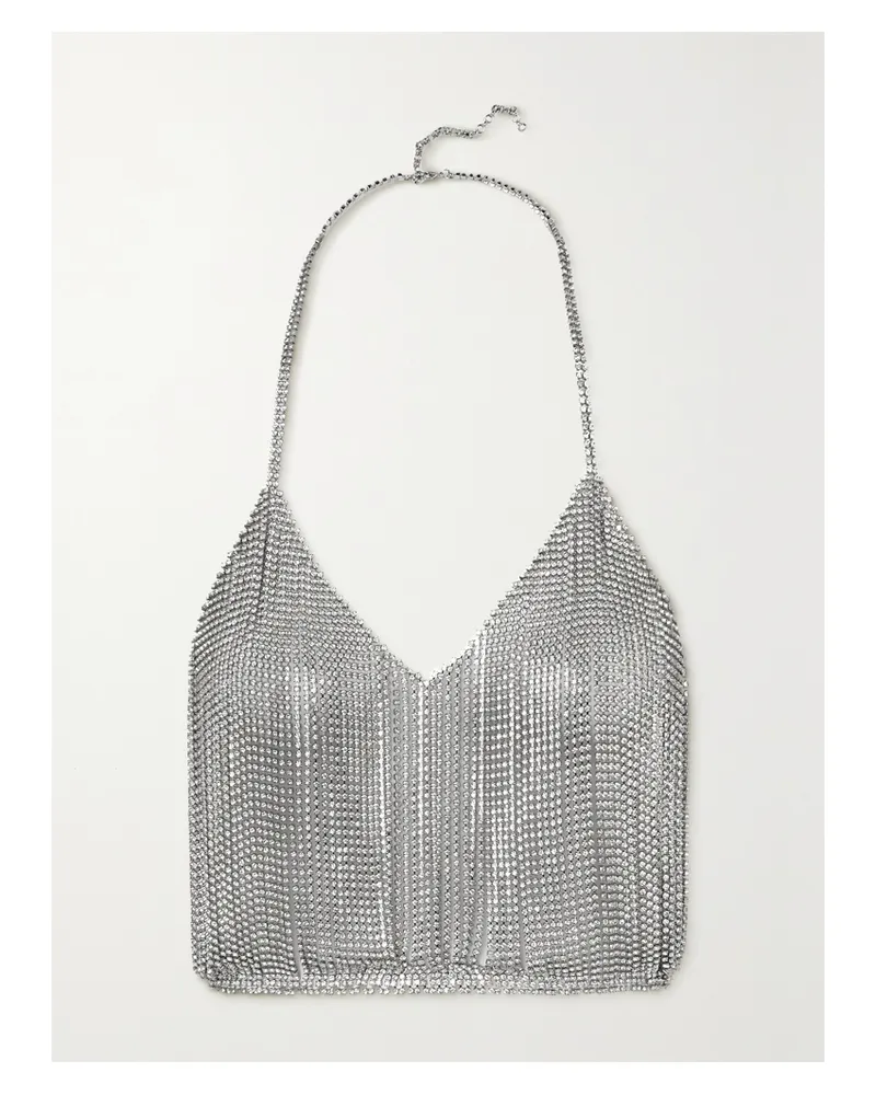 Michael Lo Sordo Solar Rückenfreies, Silberfarbenes Neckholder-oberteil Mit Kristallen Silber