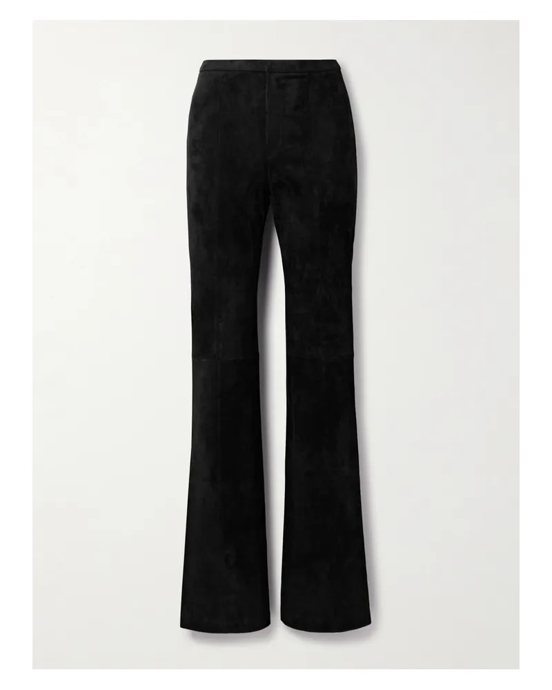 Stouls Icham Hose Mit Geradem Bein Aus Veloursleder - Schwarz Schwarz