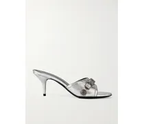 Cagole Metallic Leather Mules - Silver