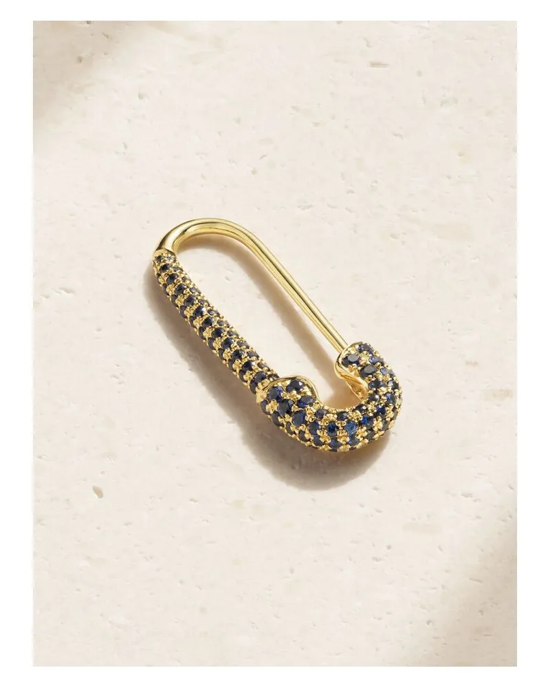 ANITA KO Safety Pin Ohrring Aus 18 Karat Gold Mit Saphiren - Blau Blau