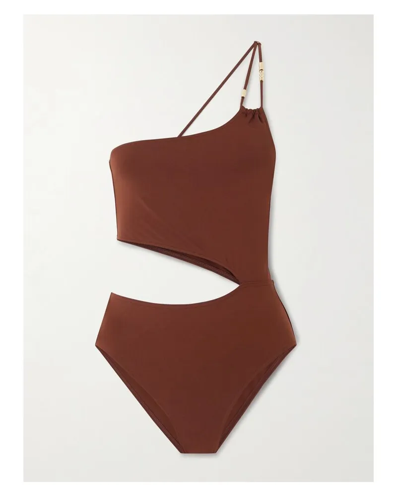 Eres Trésor Ecume Asymmetrischer Badeanzug Mit Cut-out Und Verzierungen - Braun Braun