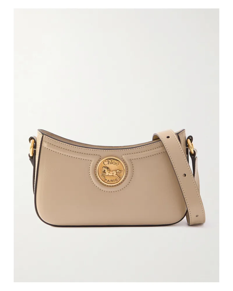 Chloé Horse Medal Schultertasche Aus Strukturiertem Leder - Neutral Neutral