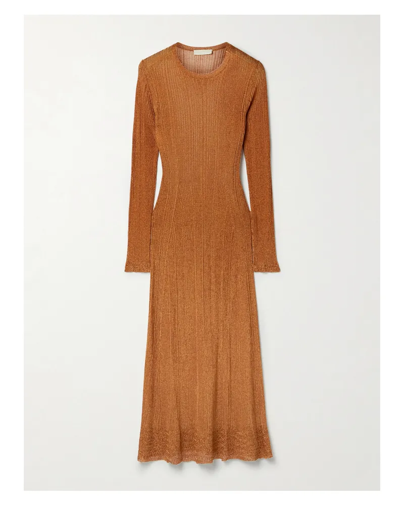Ulla Johnson Simone Midikleid Aus Metallic-rippstrick Metallic