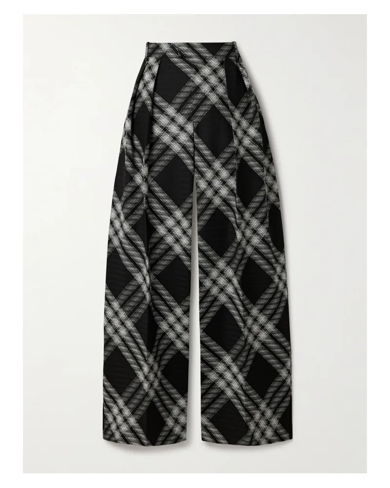 Burberry Hose Mit Geradem Bein Aus Karierter Wolle Mit Falten - Schwarz Schwarz