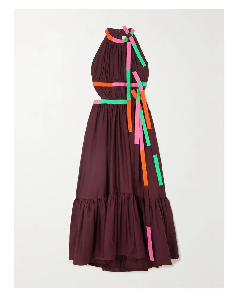 Roksanda Ilincic Niesha Midikleid Aus Baumwolle Mit Cut-out Und Schleifen - Burgunder Burgunder