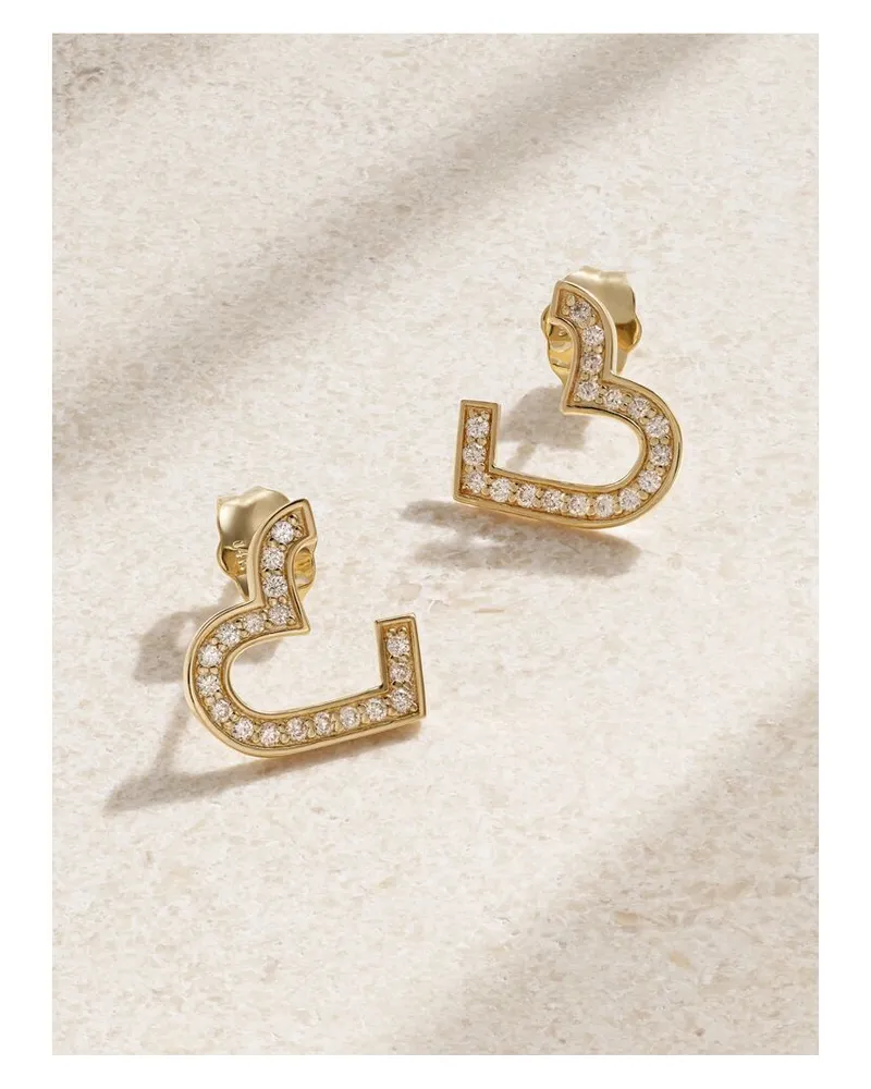 Sydney Evan Small Heart Ohrstecker Aus 14 Karat Gold Mit Diamanten Gold
