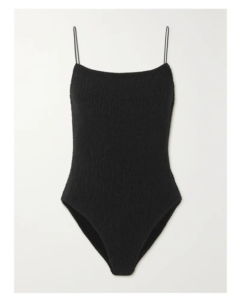Totême Rückenfreier Badeanzug Aus Recyceltem Seersucker - Schwarz Schwarz