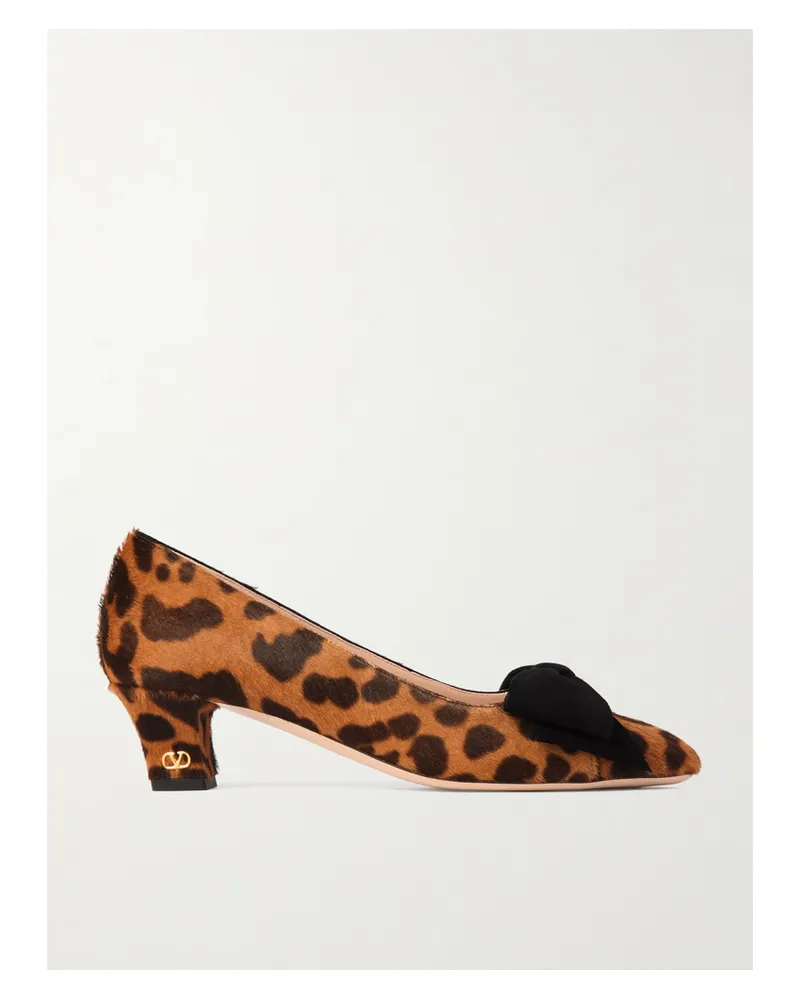 Valentino Garavani Bowow 25 Suede-trimmed Leopard-print Calf Hair Pumps - Animal print Animal