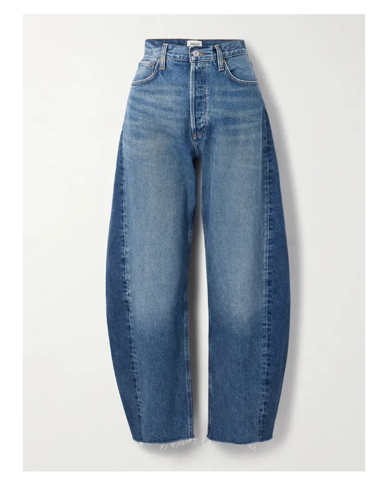 AGOLDE Luna Hoch Sitzende Barrel-jeans Mit Fransen - Blau Blau