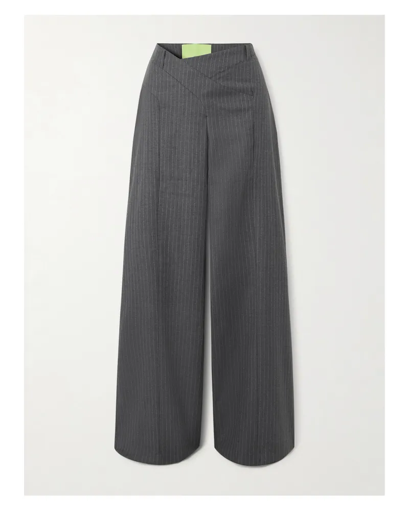 GAUGE81 Tora Hose Mit Weitem Bein Aus Wolle Mit Nadelstreifen - Grau Grau