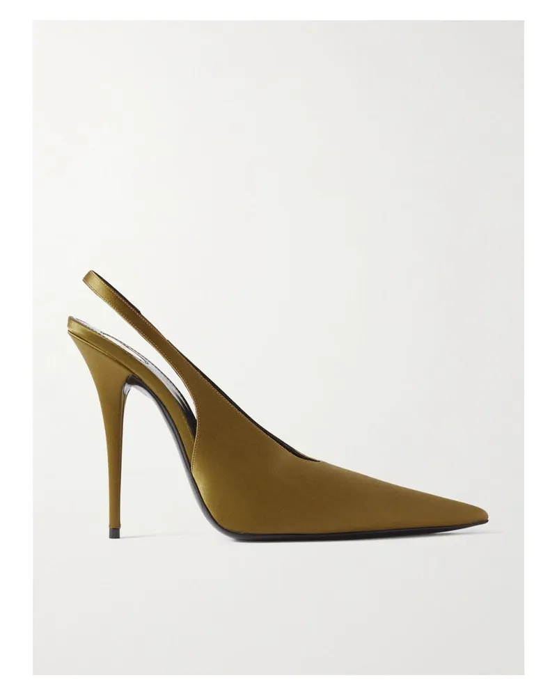 Saint Laurent L'entracte Slingback-pumps Aus Satin - Braun Braun
