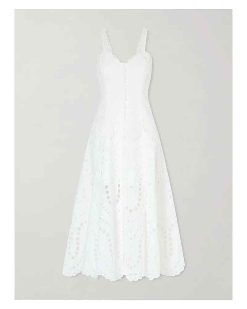 Charo Ruiz Solace Broderie Anglaise Cotton-blend Midi Dress - White White