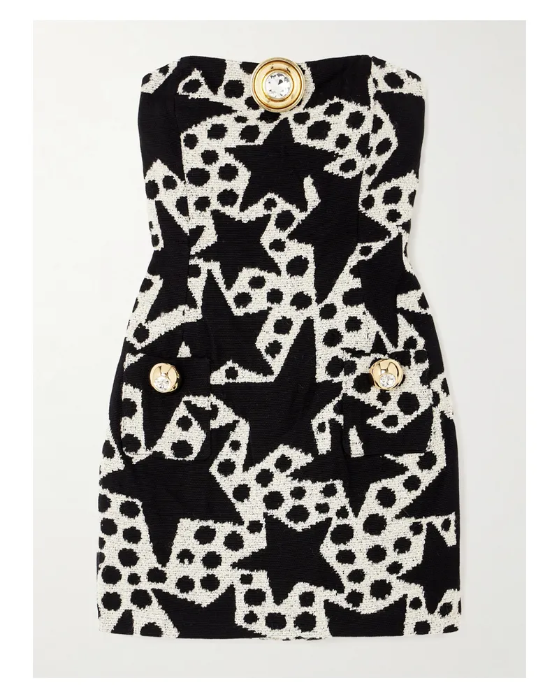 Area Trägerloses Minikleid Aus Jacquard Aus Einer Baumwollmischung Mit Verzierungen - Schwarz Schwarz