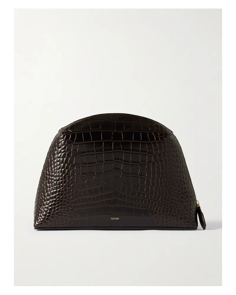 Totême Croc-effect Leather Clutch - Brown Brown