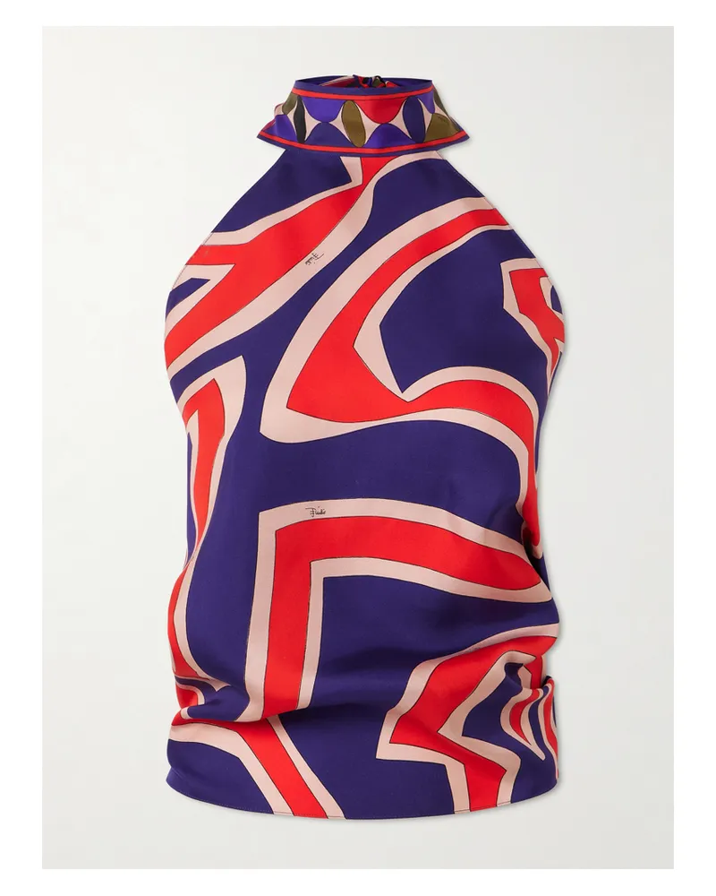 Emilio Pucci Neckholder-top Aus Bedrucktem Seiden-twill - Mehrfarbig Mehrfarbig
