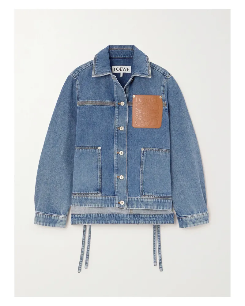 Loewe Leather-trimmed Denim Jacket - Blue Blue