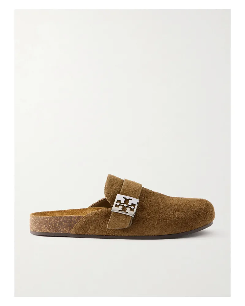 Tory Burch Mellow Embellished Suede Clogs - Brown Brown
