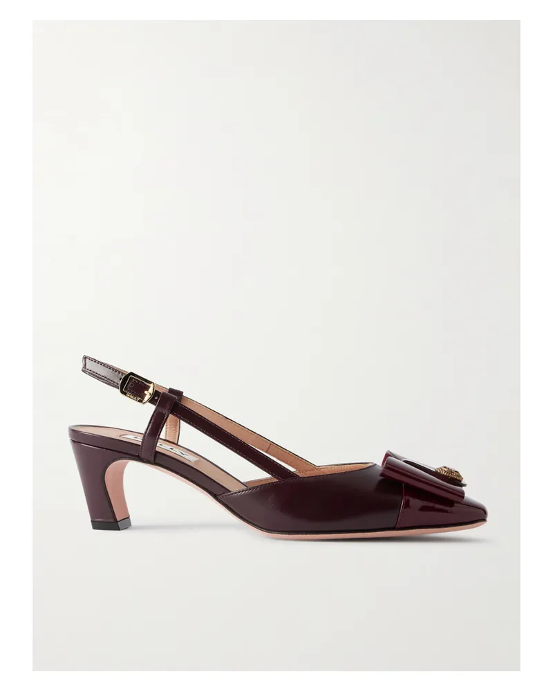 Bally Bilyana 55 Zweifarbige Slingback-pumps Aus Leder Mit Schleifen - Burgunder Burgunder