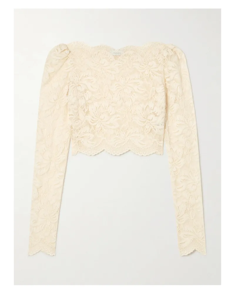 Paco Rabanne Scalloped Cropped Lace Top - White White