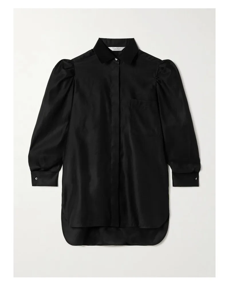 Max Mara Faraday Hemd Aus Baumwolle Mit Raffungen - Schwarz Schwarz