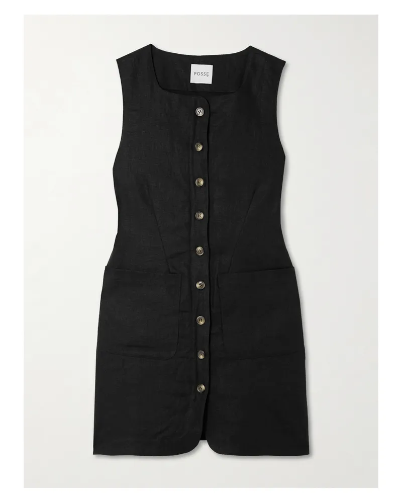 Posse Emma Linen Mini Dress - Black Black