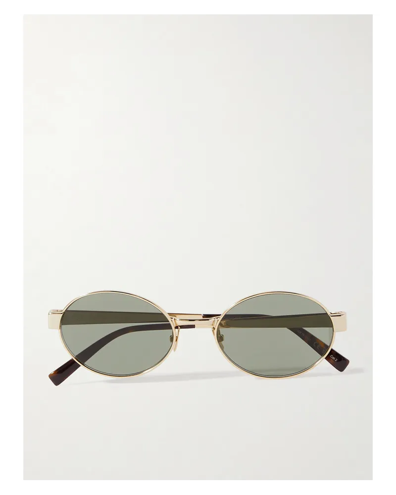 Saint Laurent farbene Sonnenbrille mit Ovalem Rahmen Gold