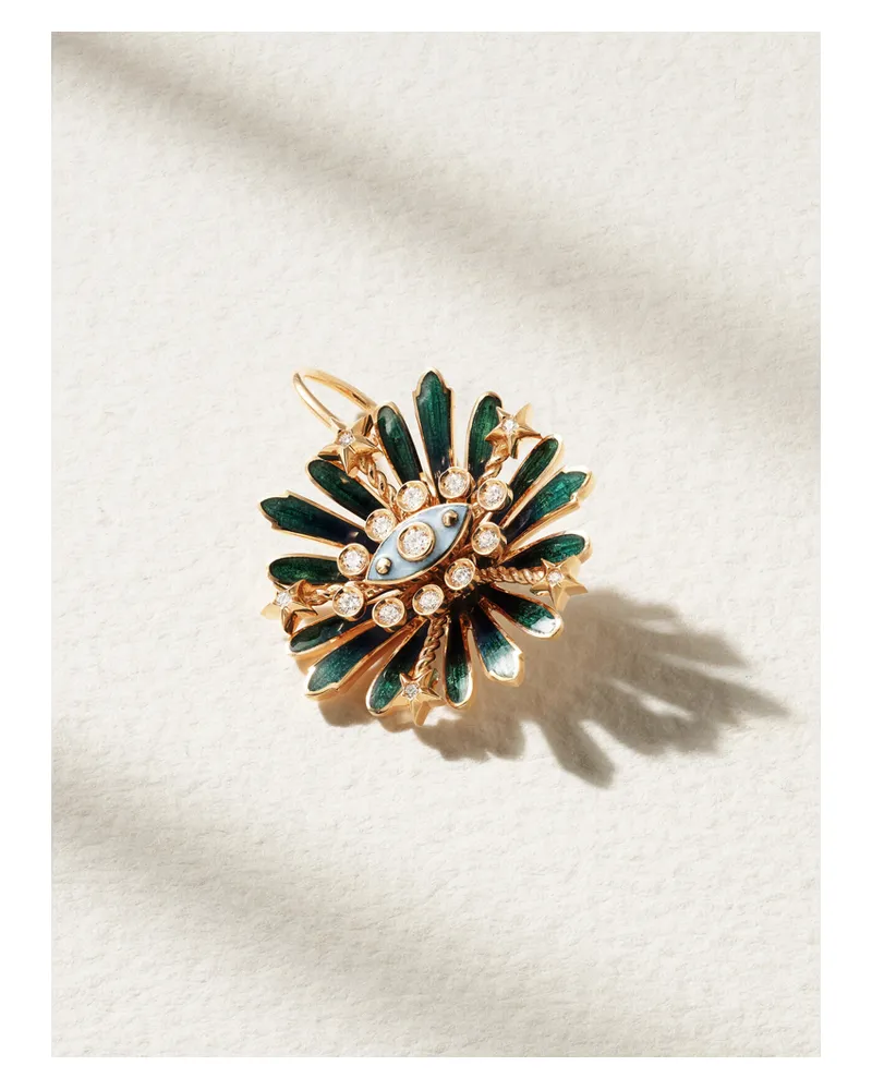 Marie Lichtenberg Blue Flower Einzelner Ohrring Aus 18 Karat Roségold Mit Emaille Und Diamanten Gold