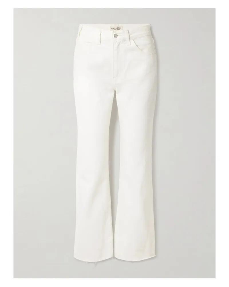 Nili Lotan Calla Hoch Sitzende Jeans Mit Geradem Bein Und Fransen - Creme Creme