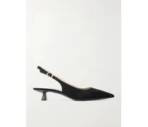 Stuart Sculpt Slingback-pumps Aus Veloursleder Mit Lederbesatz - Schwarz
