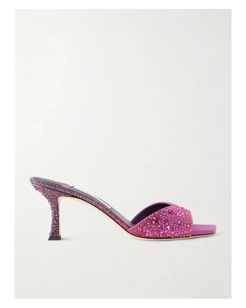 Jimmy Choo Skye 70 Crystal-embellished Satin Mules - Purple Purple