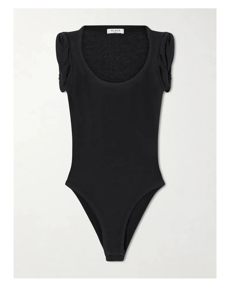 Alaïa Ribbed Modal-blend Jersey Bodysuit - Black Black
