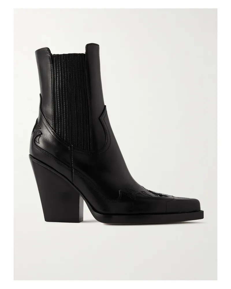 Paris Texas Dallas Ankle Boots Aus Leder Mit Stickereien - Schwarz Schwarz