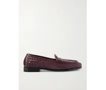 Silenzio Intrecciato Leather Loafers - Red